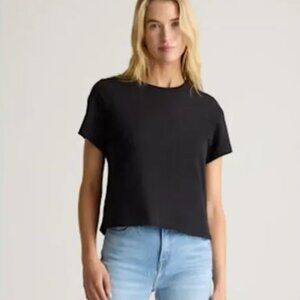 **New with Tags** Quince Women 100% Organic Cotton Boxy Crewneck Tee Black M